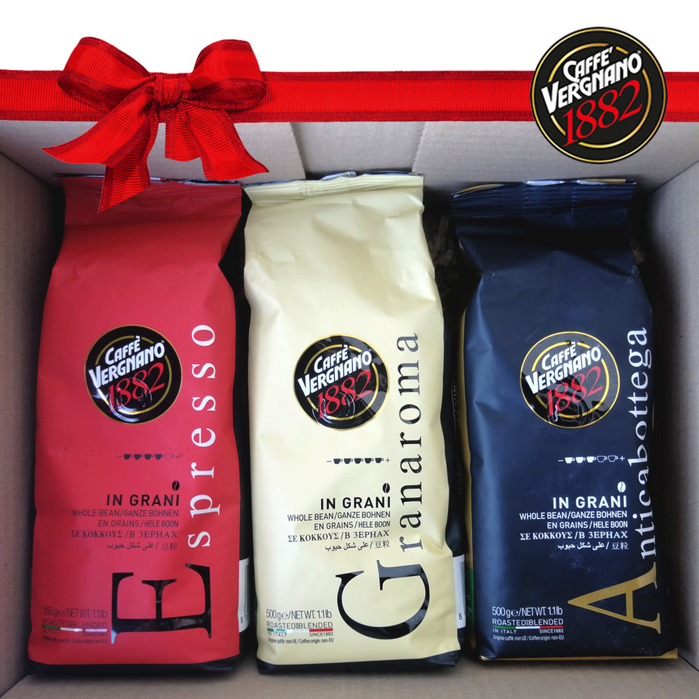 Pack Café Vergnano granos 3 variedades 500g + Taza cappuccino de regalo !