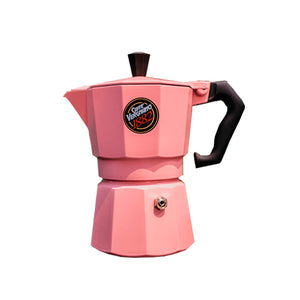 Cafetera italiana moka en rosa