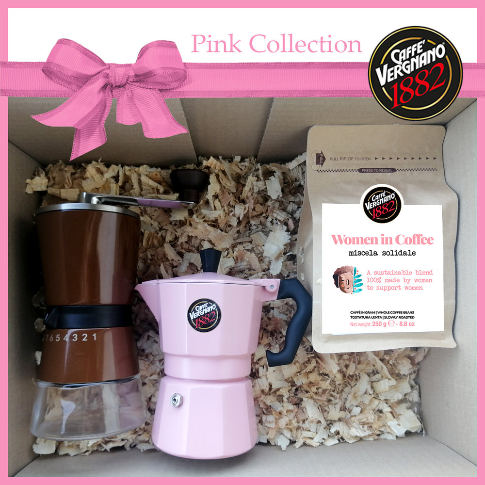 Kit Pink Women in coffee Granos + Moka + Molinillo + Taza cappuccino de regalo !